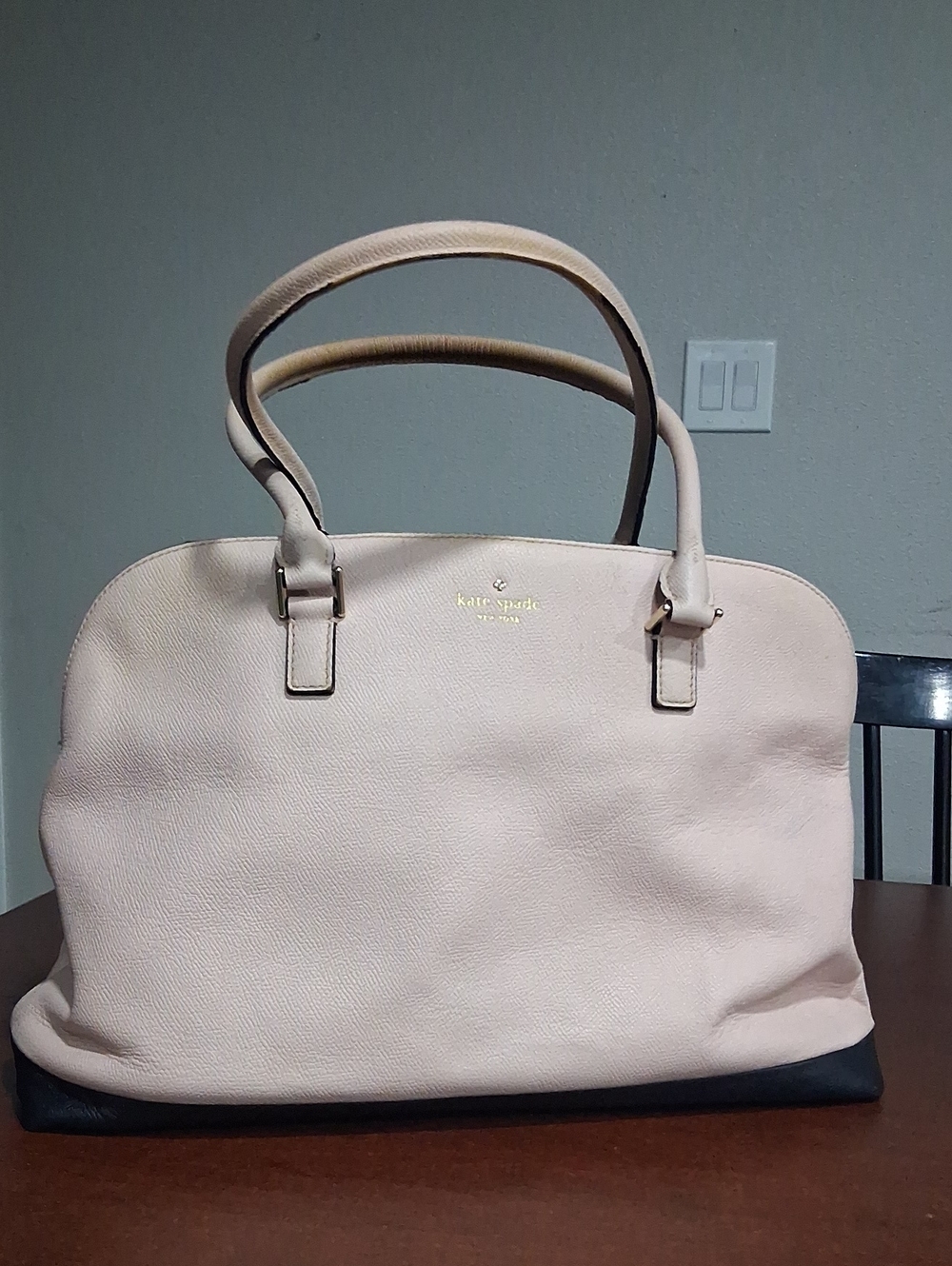 kate spade Blush Pink and Black Leather Satchel